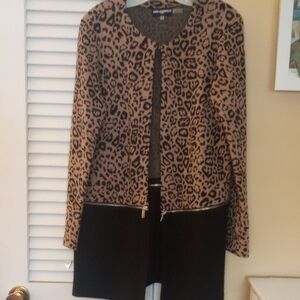 Animal Print Jacket with Black Accents